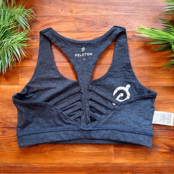 PELOTON Racerback Sports Bra - Dark Blue Heathered Black - Size M - Picture 8 of 12